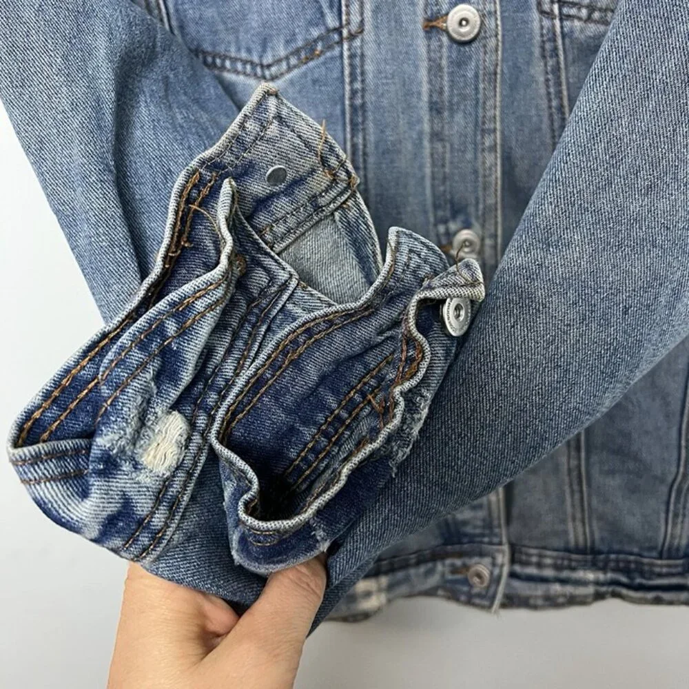 Boom Boom Jean‎ Jacket Sz M Not Your Girl Graphic Denim Distressed Pop Art Comic
